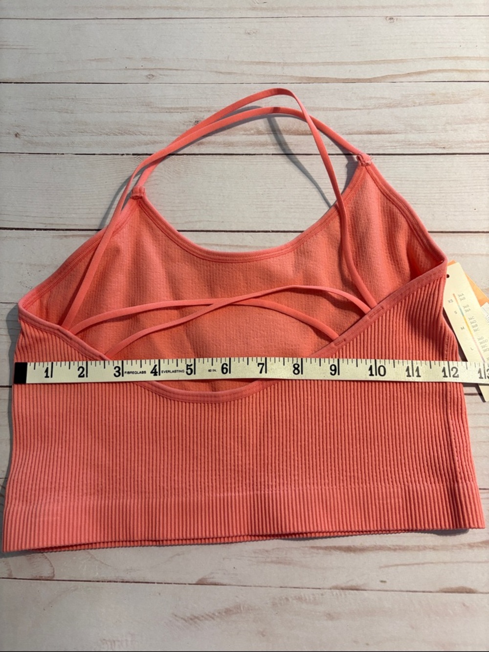 Colsie ribbed sports bra bralette unlined coral pink spaghetti straps large New - Picture 5 of 6
